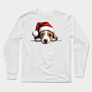 Christmas Peeking Puppy Long Sleeve T-Shirt